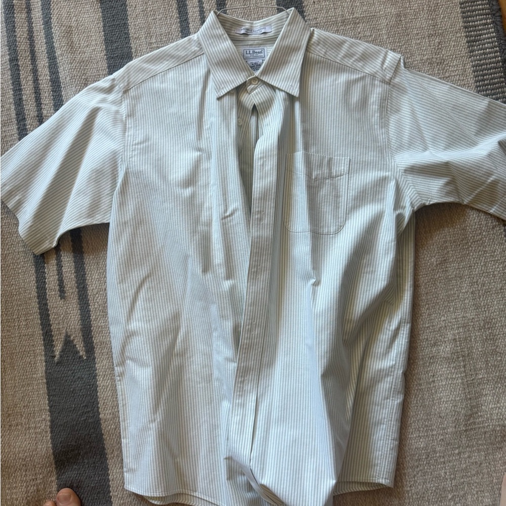 L.L. Bean Men's Striped Shirt - Light Gray
